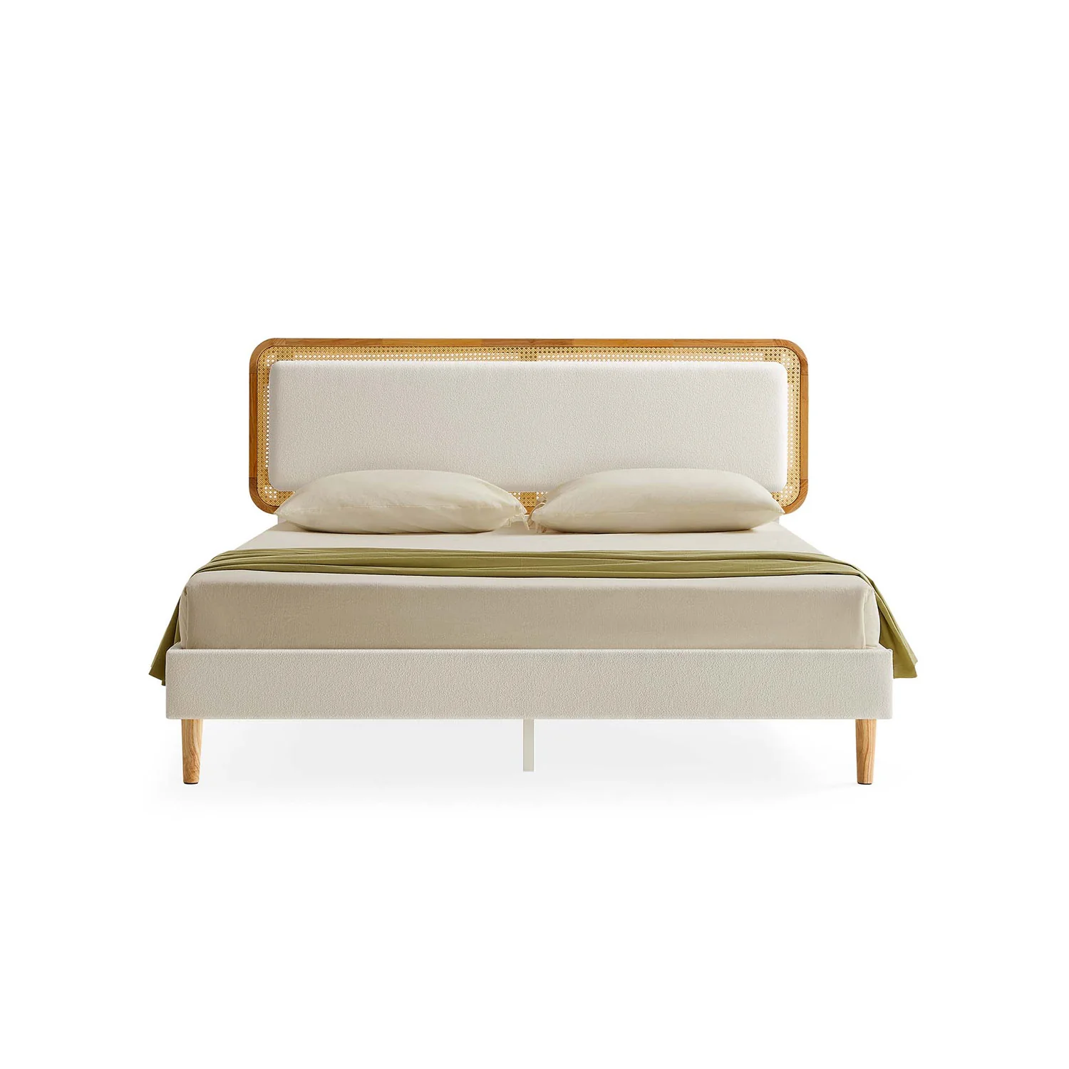 Elegant VASAGLE BOHOVEN Collection – Bed Frame with Rattan-Like Adjustable Headboard Consistent