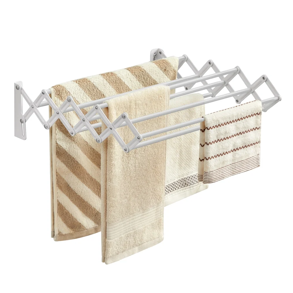 Stylish SONGMICS Wall-Mounted Expandable Steel Clothes Drying Rack with 9 Rods Exceptional