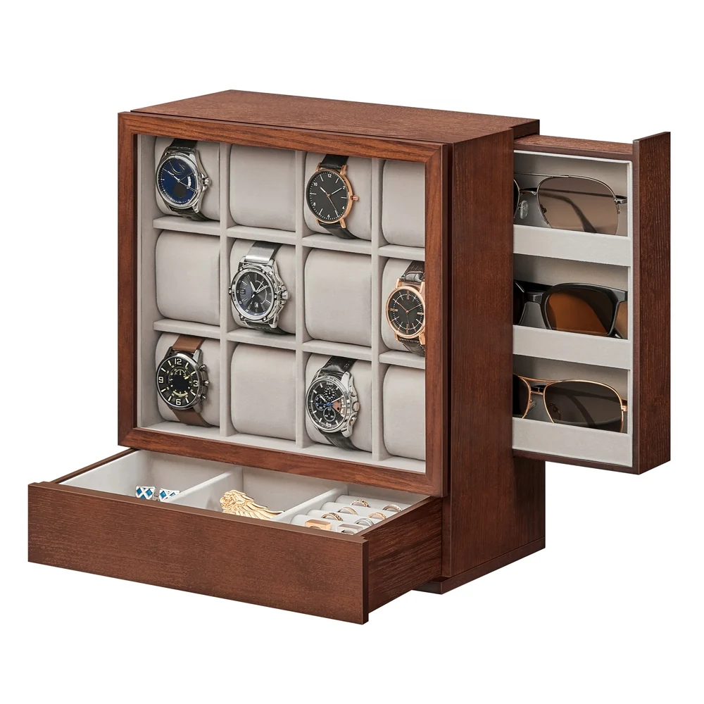 Exclusive SONGMICS 12-Slot Wooden Watch Box Comfortable