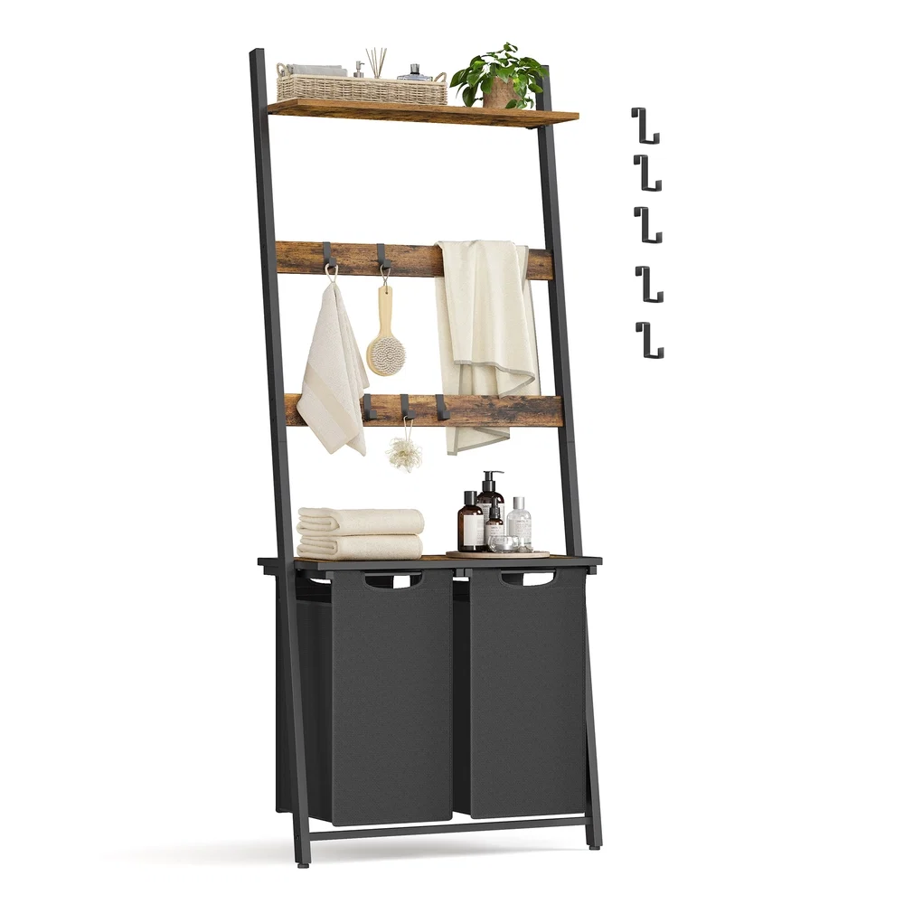 Reliable VASAGLE 2-Section Laundry Hamper with Blanket Ladder High-Performance