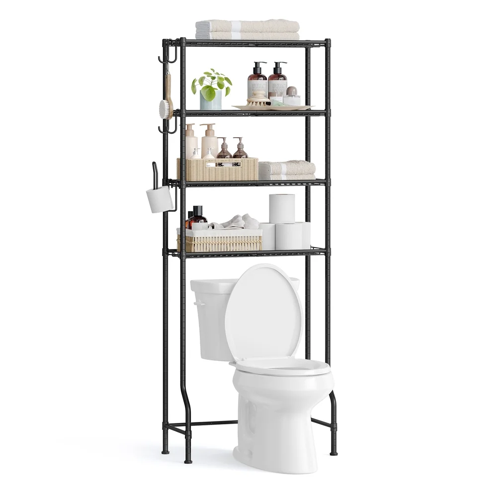 Durable SONGMICS 4-Tier Metal Over-the-Toilet Storage Shelf Contemporary