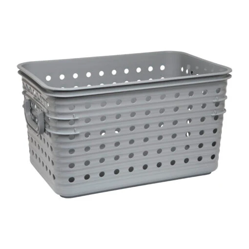Expertly Made MEDIUM DOT BASKET GREY Responsible