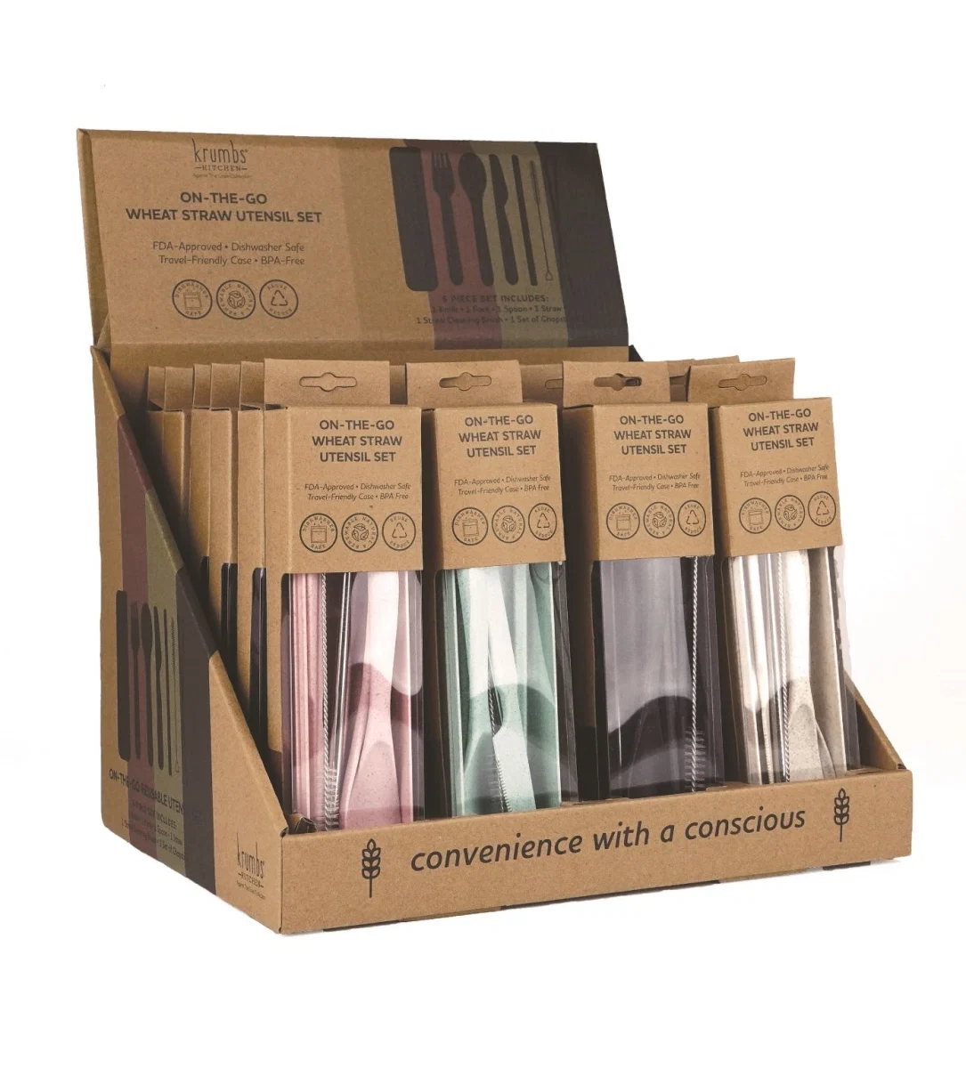 Versatile ON-THE-GO WHEAT UTENSIL KIT Solid