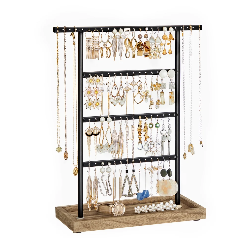 Expertly Made SONGMICS 4-Tier Jewelry Stand with Tray High-Quality