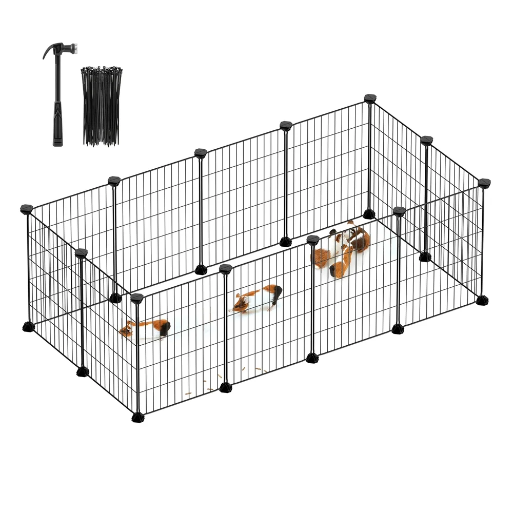 Carefully Designed SONGMICS DIY Metal Pet Playpen with Cable Ties Smooth