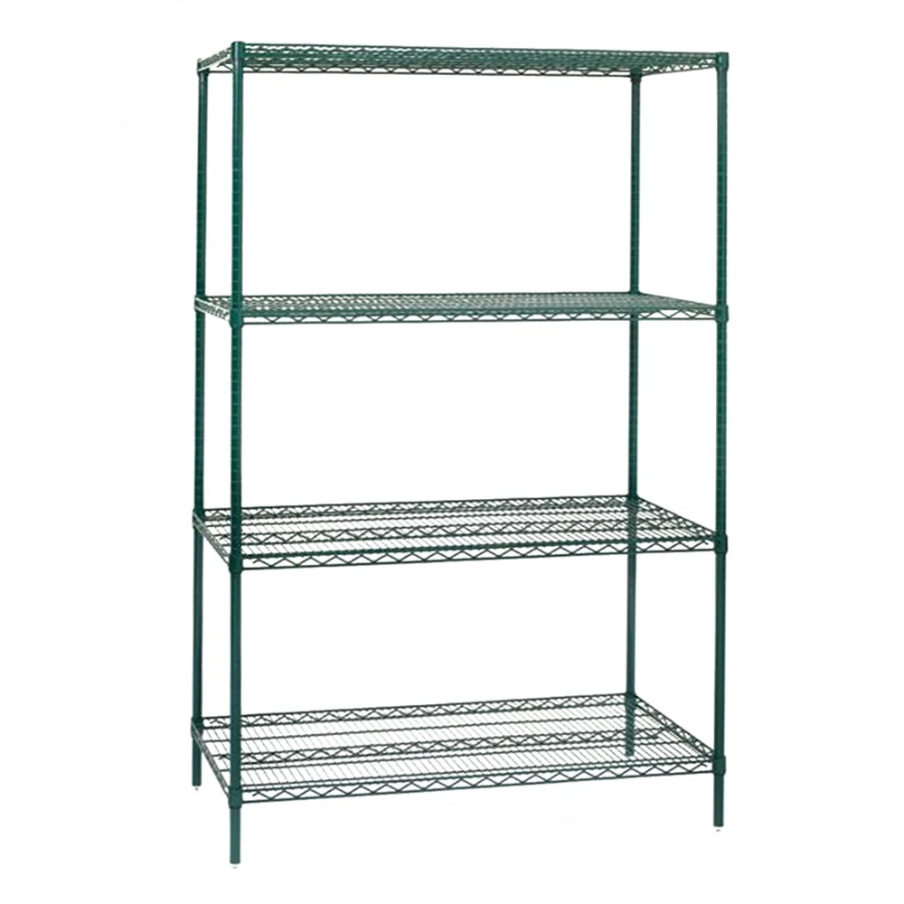 Contemporary 14 quot d Green Epoxy Wire Shelving with 4 Shelves User-Friendly