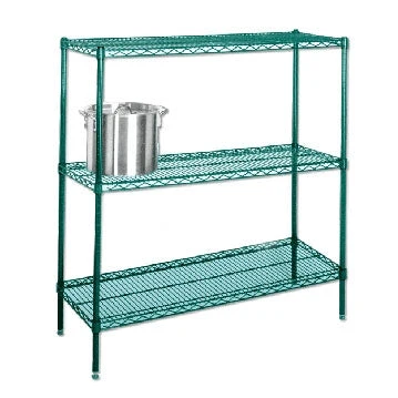 Practical 14 quot d Green Epoxy Wire Shelving with 3 Shelves Fashionable