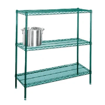 Top-Quality 21 quot d Green Epoxy Wire Shelving with 3 Shelves Superior