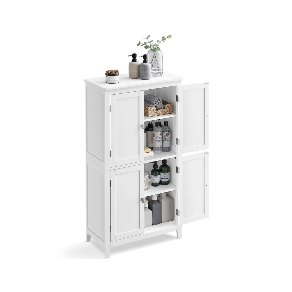 Original Design VASAGLE Helan Collection – standing Bathroom Floor Storage Cabinet with 4 Doors Smooth