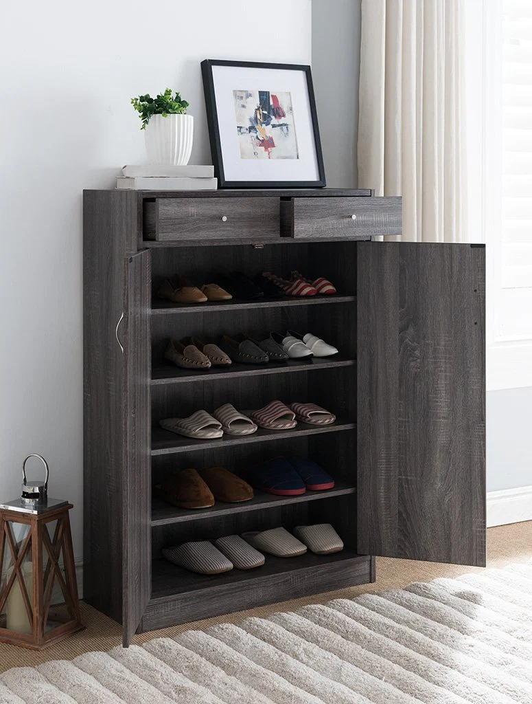Relaxed SHOE CABINET 2 DRAWER 2 DOOR GREY Excellent