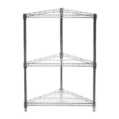 Relaxed 24 quot d Chrome Wire Triangle Corner Unit w 3 Shelves Refined