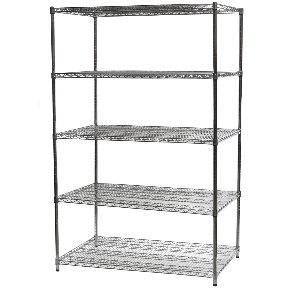 Long-Lasting 30 quot d x 36 quot w Chrome Wire Shelving w 5 Shelves Crafted