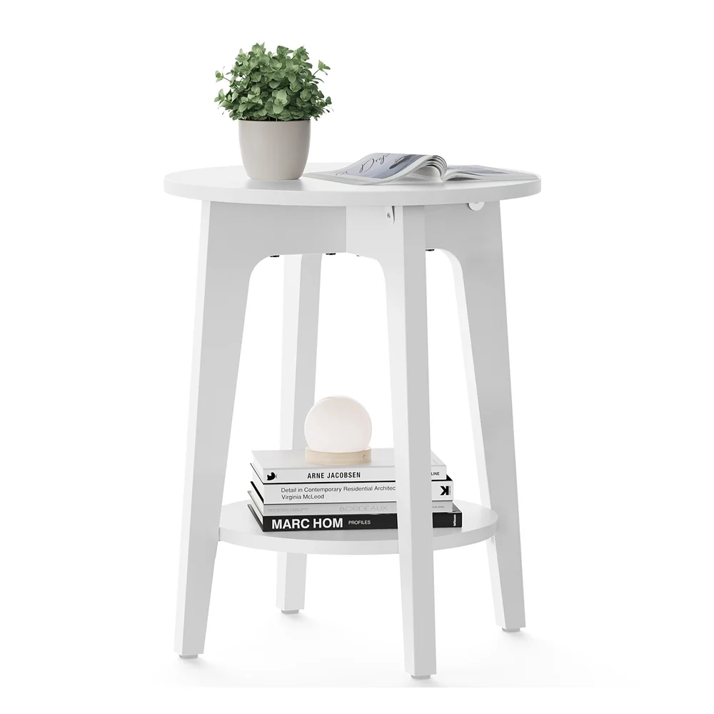 Outstanding VASAGLE Maezo Collection – Small Round End Table with Lower Shelf Expertly Made