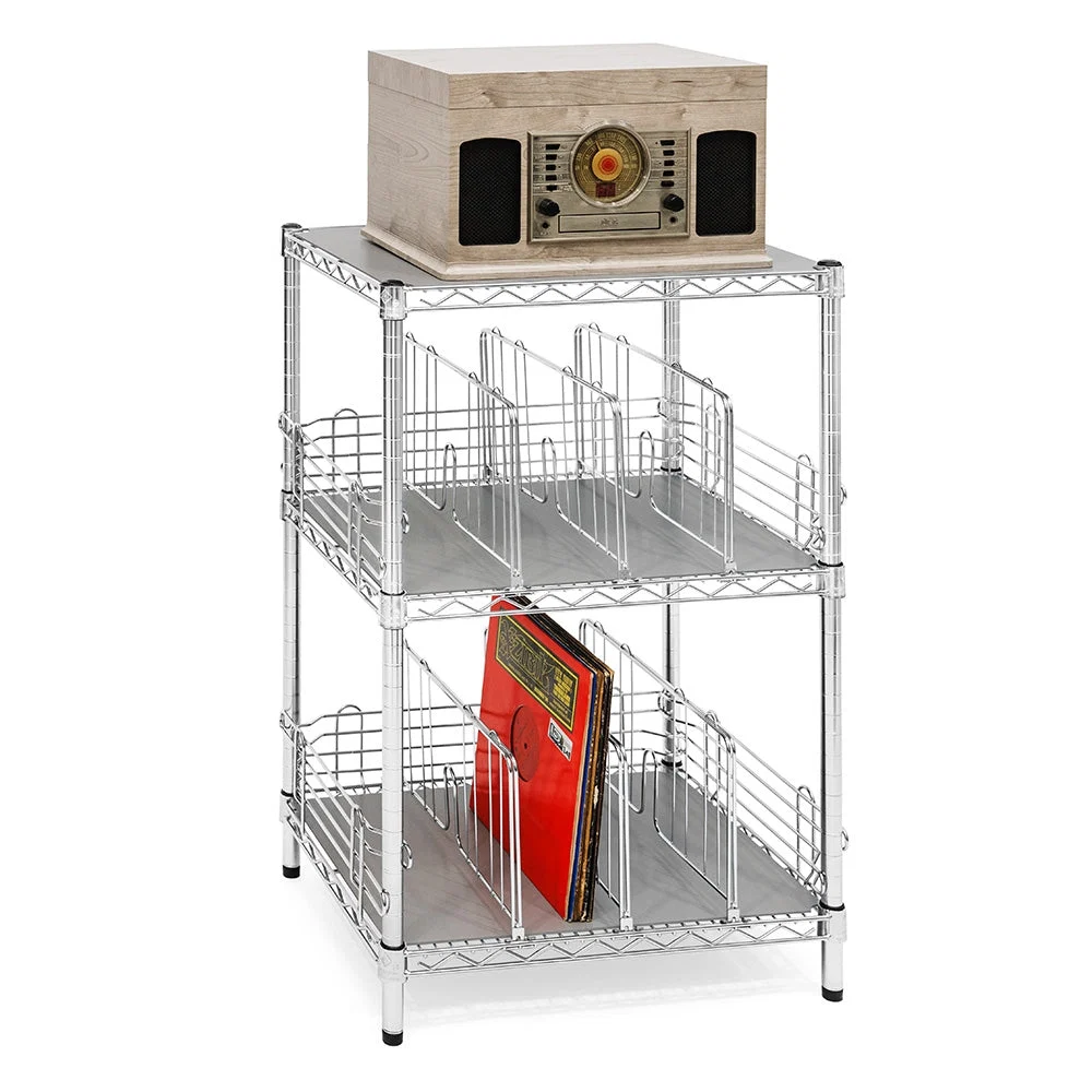 User-Friendly Record Player Stand with Album Storage Easy-to-Use