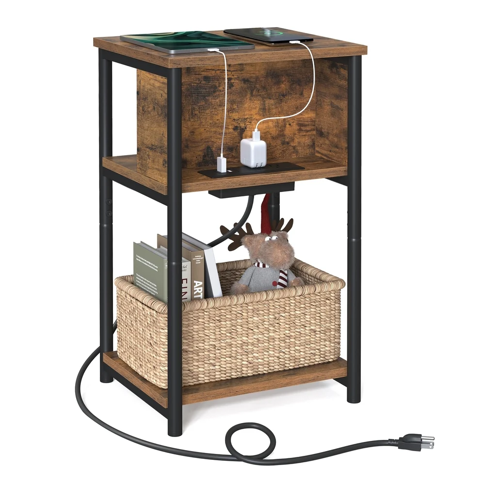 High-Performance VASAGLE Side Table with Charging Station Contemporary