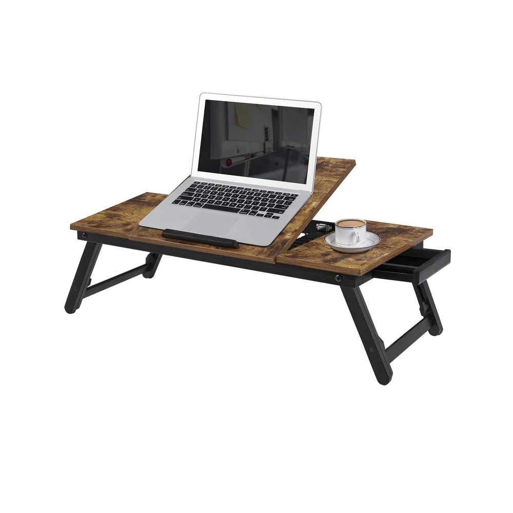 Organic SONGMICS Brown u0026 Black Laptop Table with Adjustable Top Casual