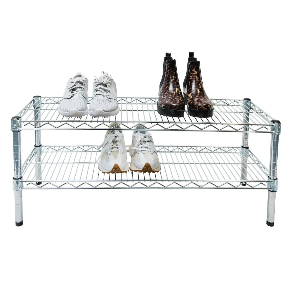 Sustainable Chrome 2-Tier Shoe Rack Optimized