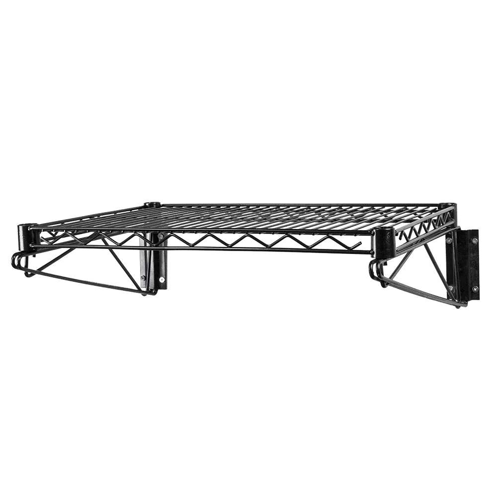 Expertly Made 18 quot d Black Wall-Mounted Wire Shelf High-Performance