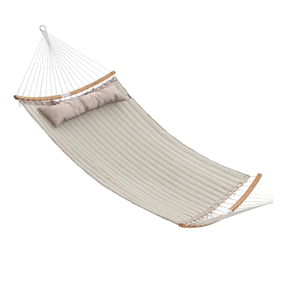 Convenient SONGMICS Quilted Hammock with Curved Bamboo Spreaders Enhanced