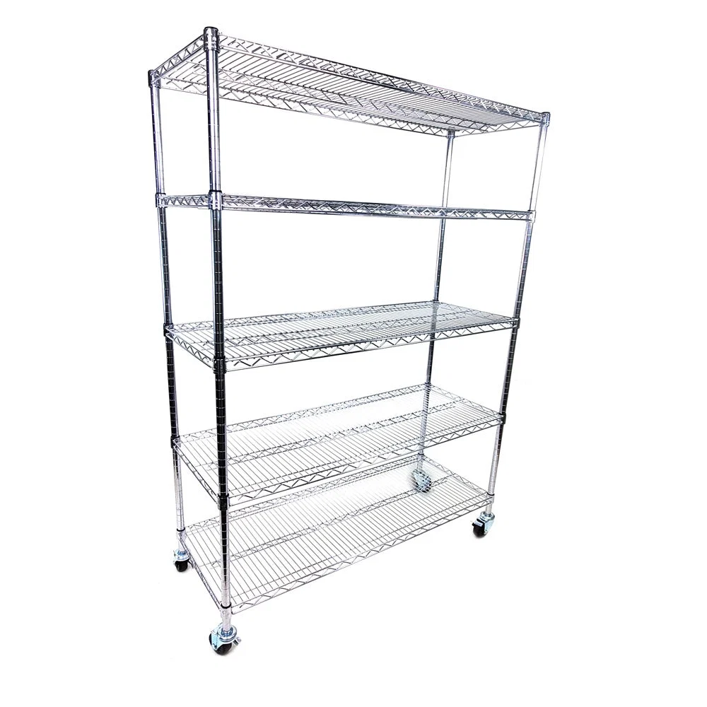 Specialty 12 quot d x 42 quot w – 5-Shelf Chrome Wire Carts w 3 quot Casters Smart