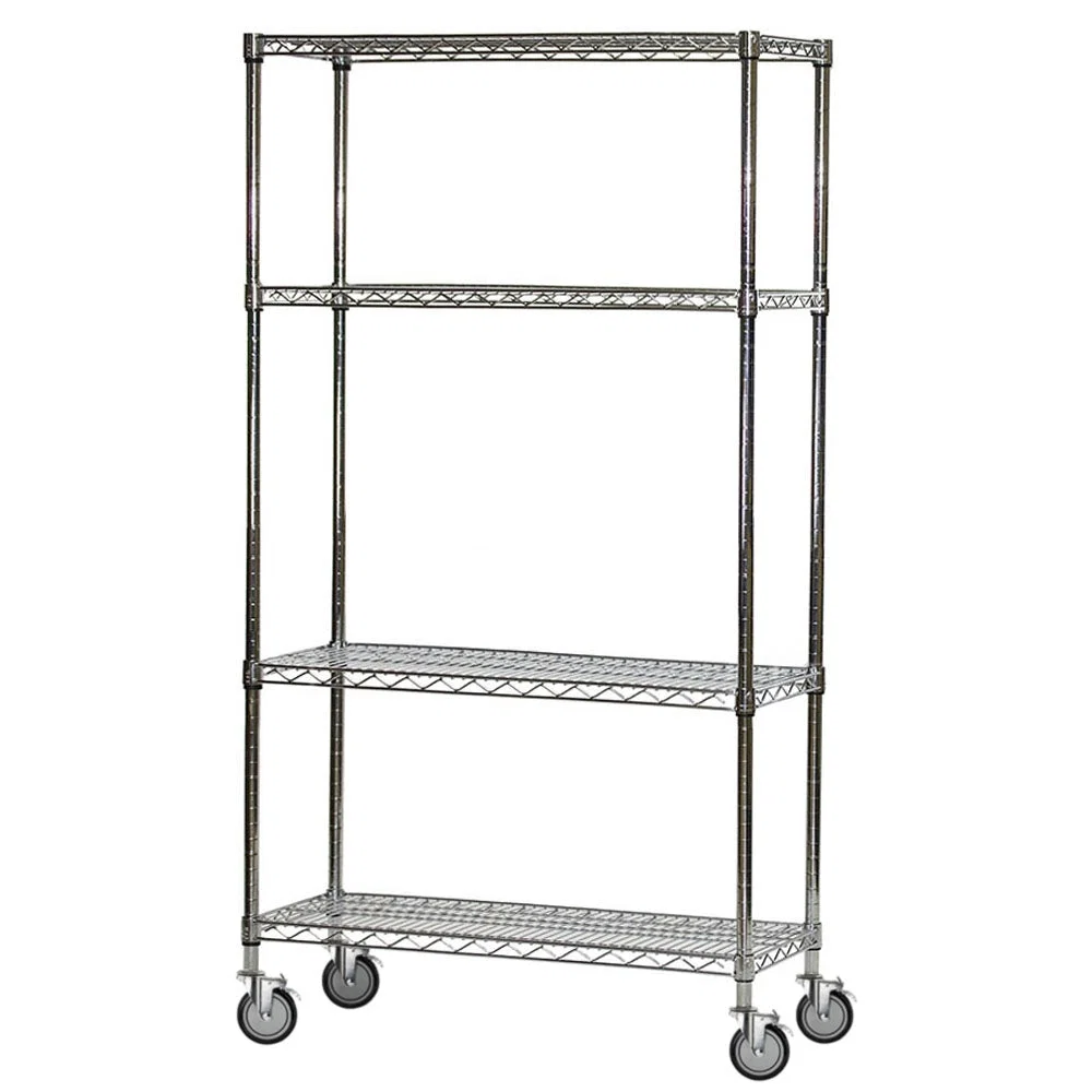Safe 4-Shelf Chrome Wire Carts – 24 quot d x 36 quot w Official