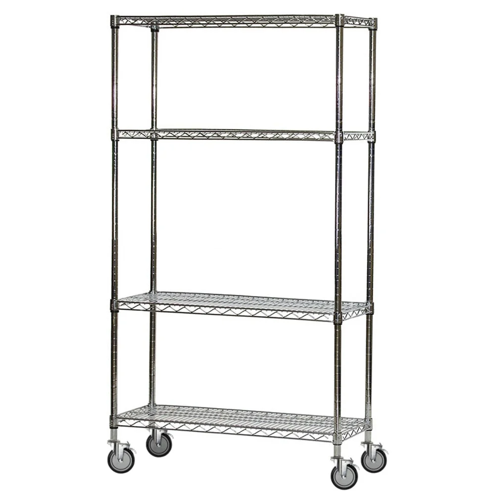 Carefully Designed 4-Shelf Chrome Wire Carts – 18 quot d x 48 quot w Proven