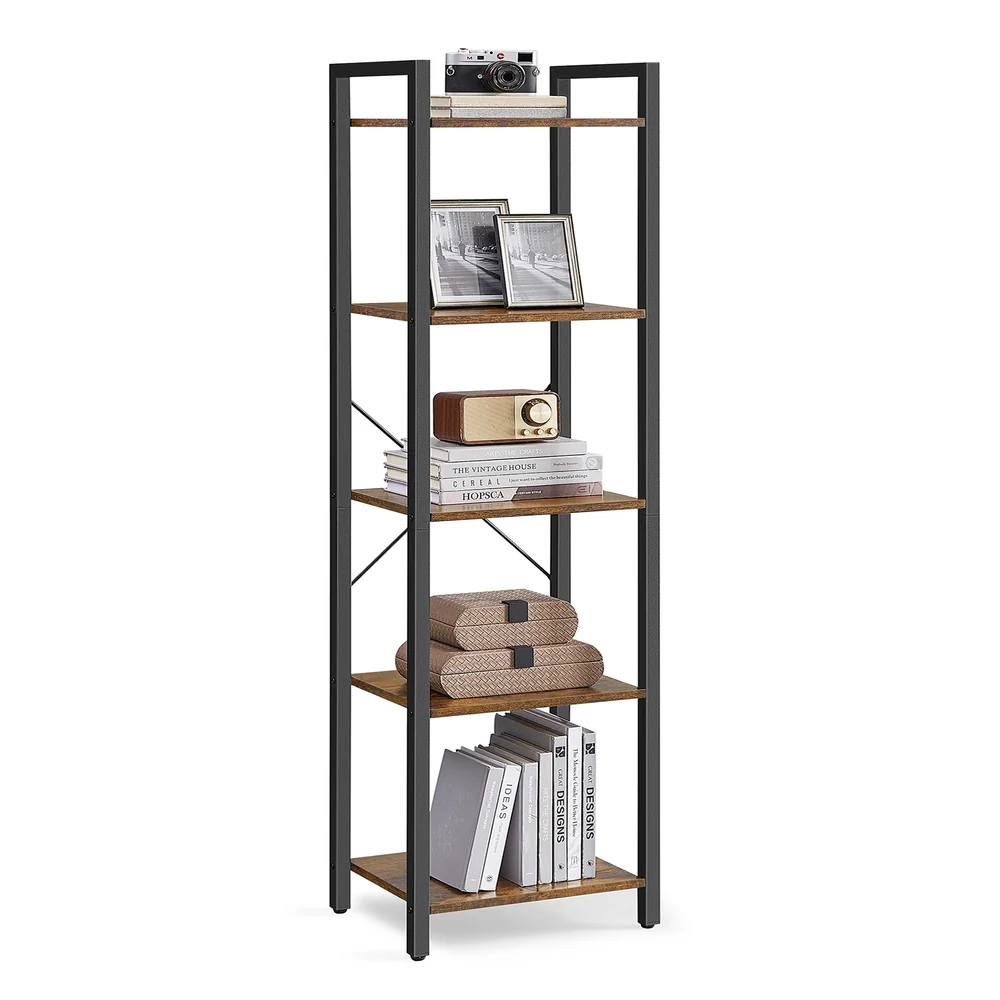 Functional VASAGLE 5-Tier Industrial Tall Bookshelf Comfortable