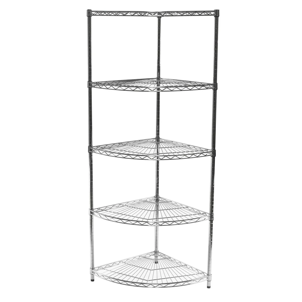Quality 18 quot d Chrome Wire Radius Corner Unit w 5 Shelves Durable