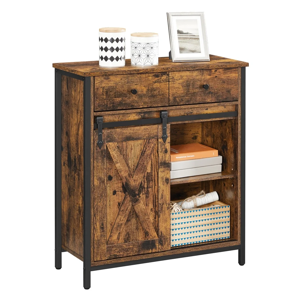 High-Performance VASAGLE Industrial Storage Sideboard with Sliding Barn Door Elegant