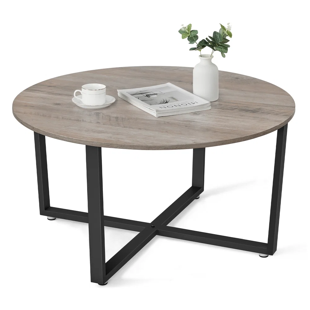 Authentic VASAGLE Industrial Round Coffee Table Practical