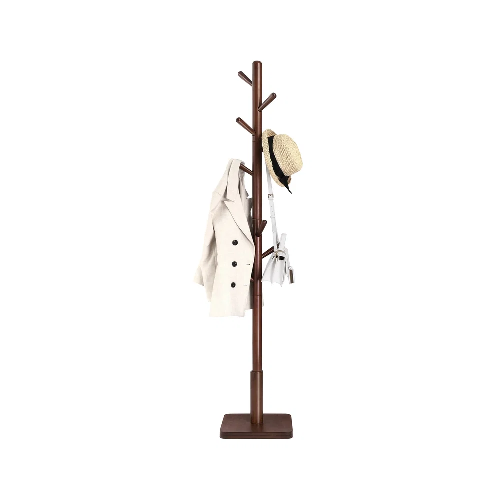 Powerful VASAGLE Solid wood coat rack with adjustable height for entryway