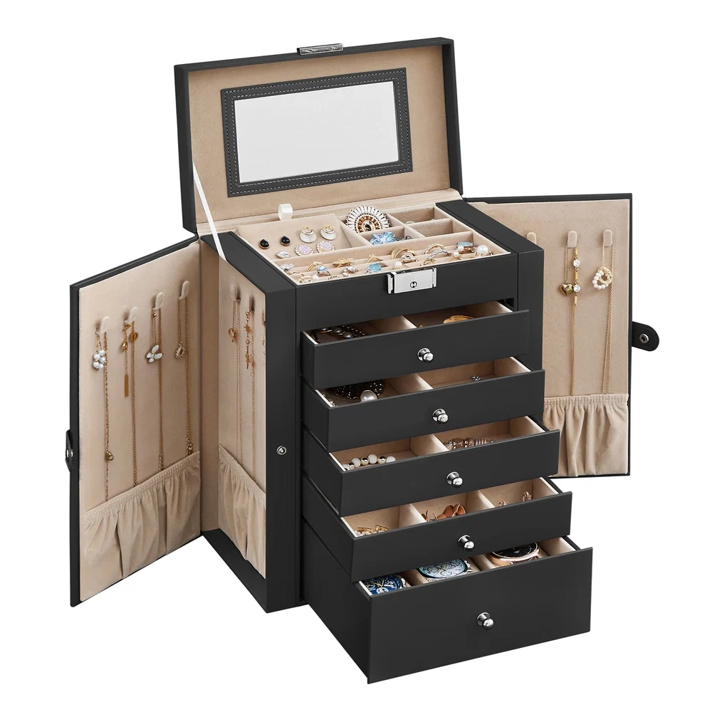 Exclusive SONGMICS 6-Tier Large Jewelry Case with Drawers Flexible