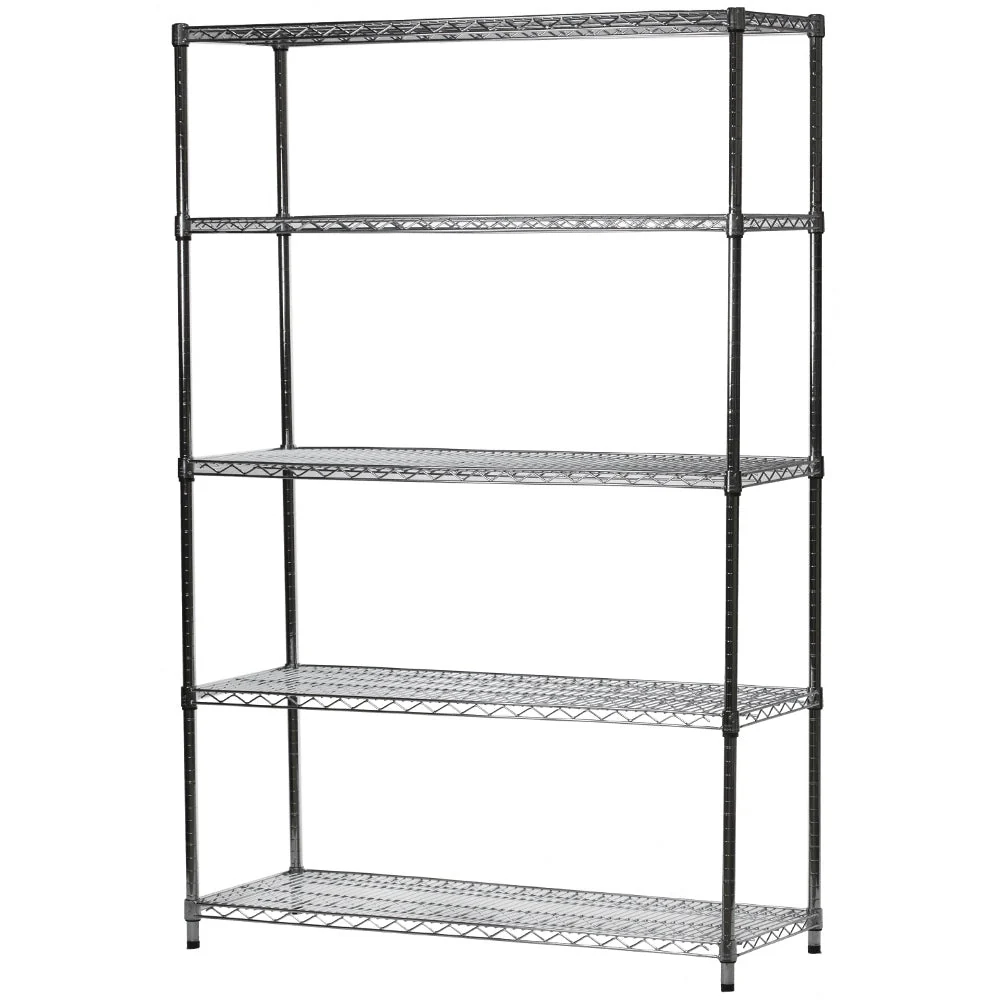 Trusted 21 quot d x 48 quot w Chrome Wire Shelving w 5 Shelves Natural
