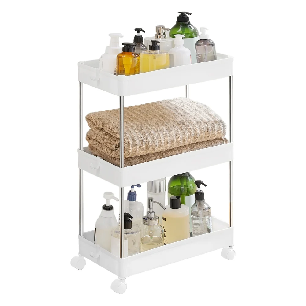Genuine SONGMICS White 3-Tier Storage Rack on Wheels Sustainable