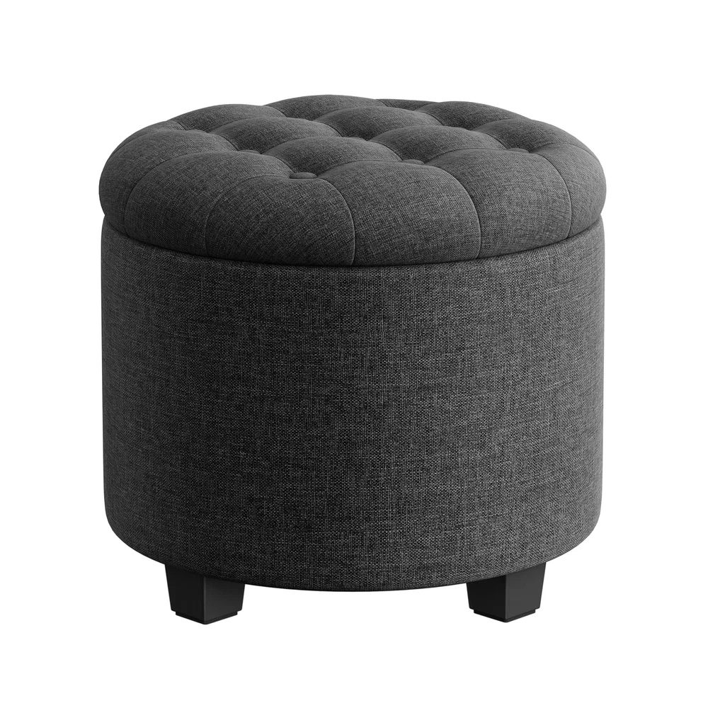 Relaxed SONGMICS Linen Fabric Storage Ottoman Elegant