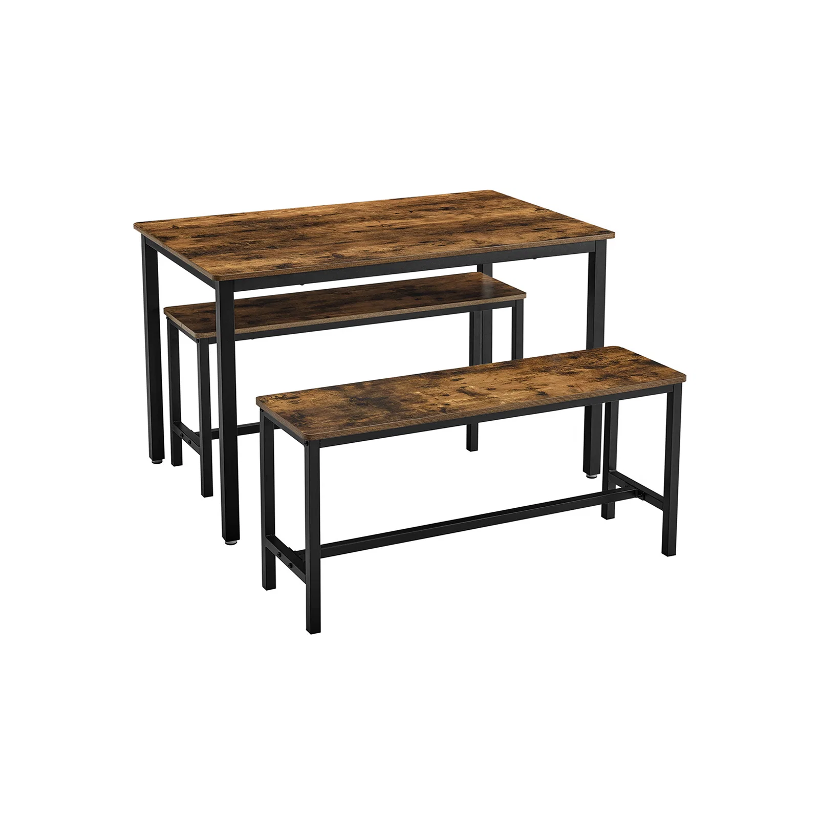 Top-Quality VASAGLE Industrial Rustic Brown Dining Table with 2 Benches Outstanding