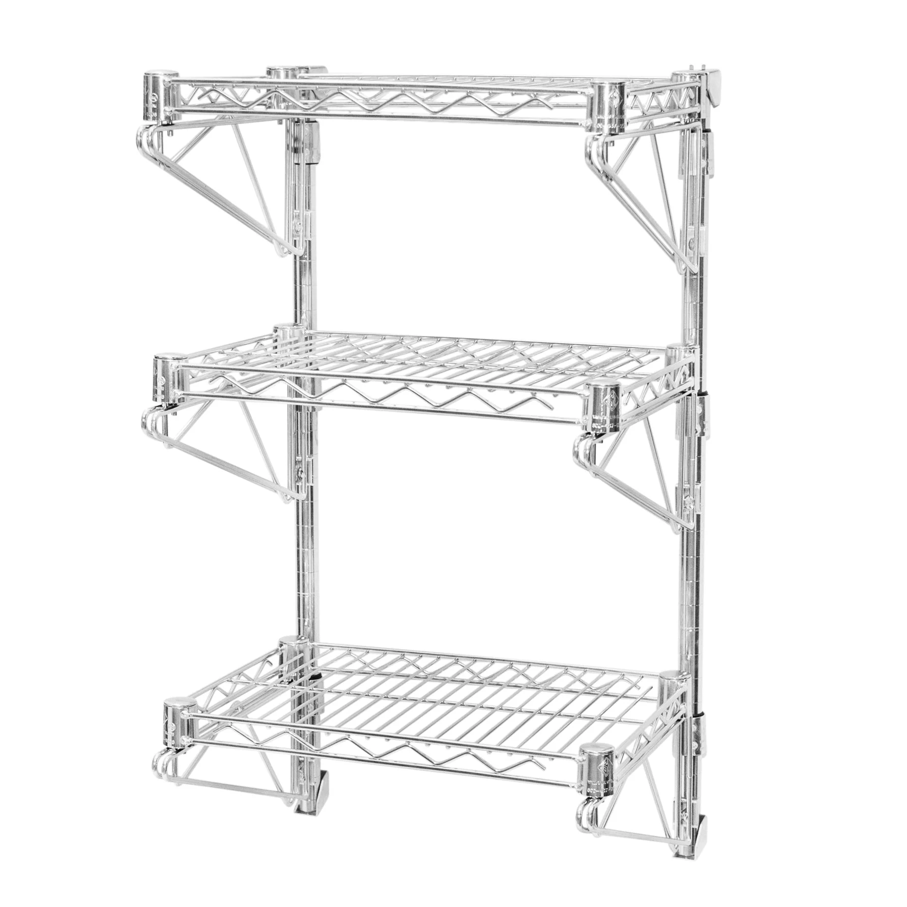 Elegant 12 quot d Wall-Mounted Wire Shelving w 3 Shelves Easy-to-Use