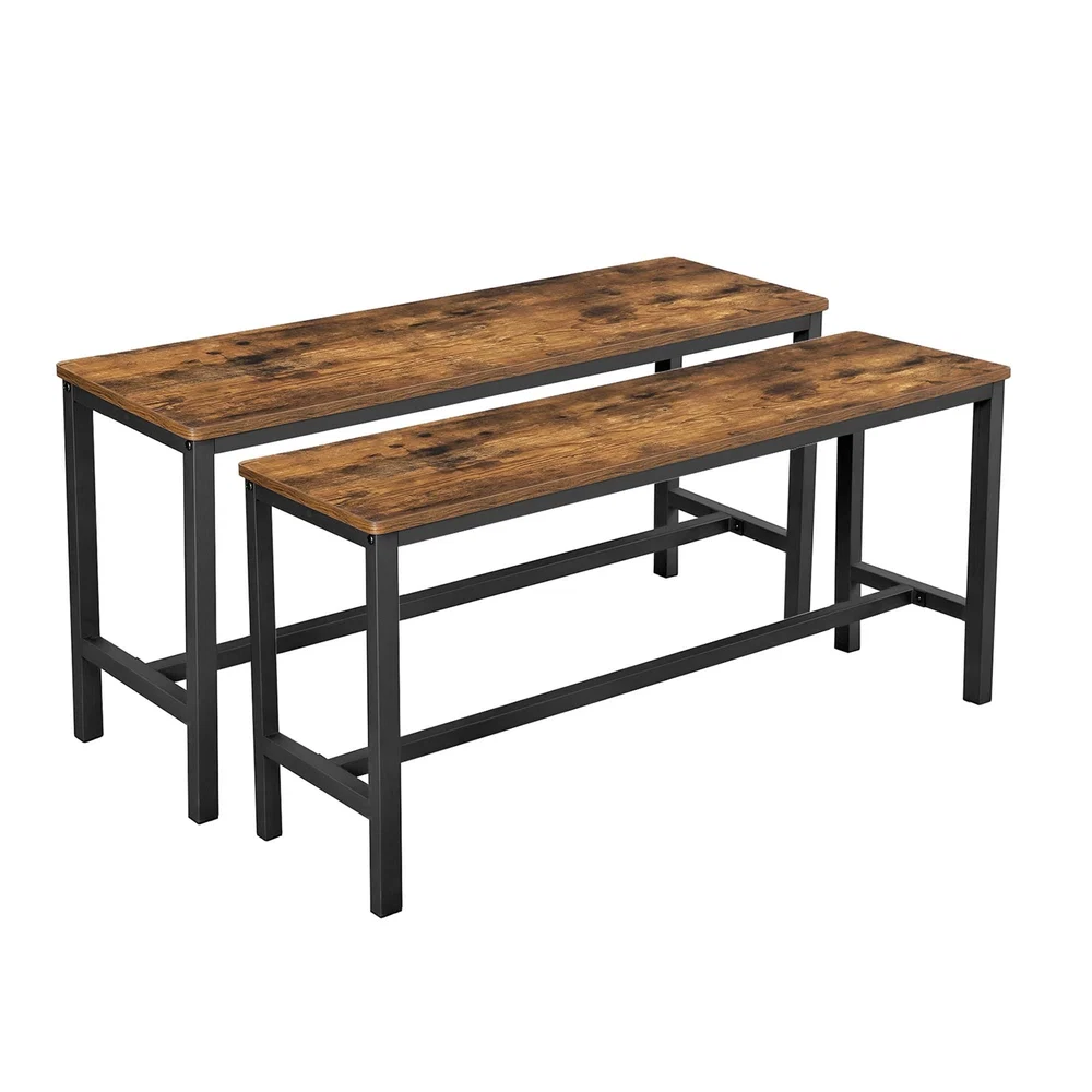 Professional VASAGLE Set of 2 Dining Table Benches Rustic Brown Premium Material
