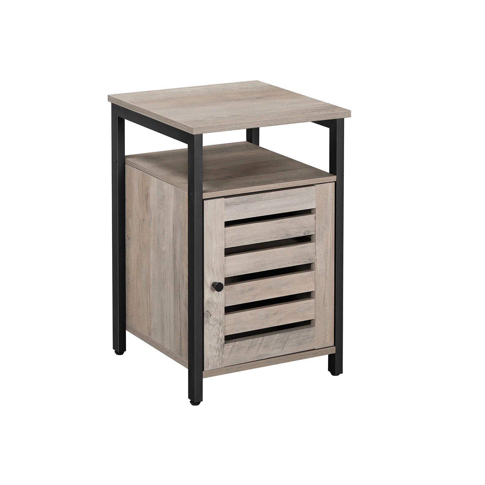 Excellent VASAGLE Industrial Rustic Brown End Table with Cabinet Luxury