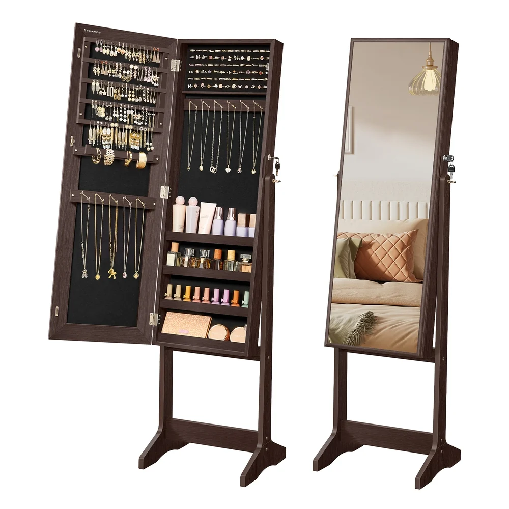 High-Grade SONGMICS Mirrored Jewelery Cabinet with Full Body Mirror Reliable