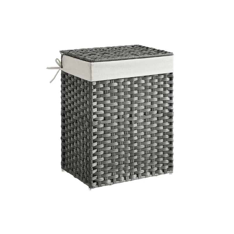 Natural SONGMICS Handwoven Laundry Basket with Lid High-Grade