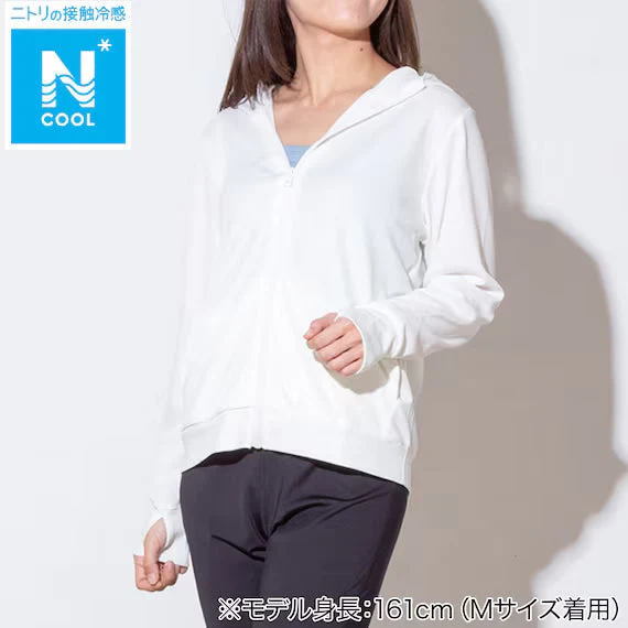 Fashionable WOMENS UV CUT COOL HOODIE NE MESH WH M Relaxed