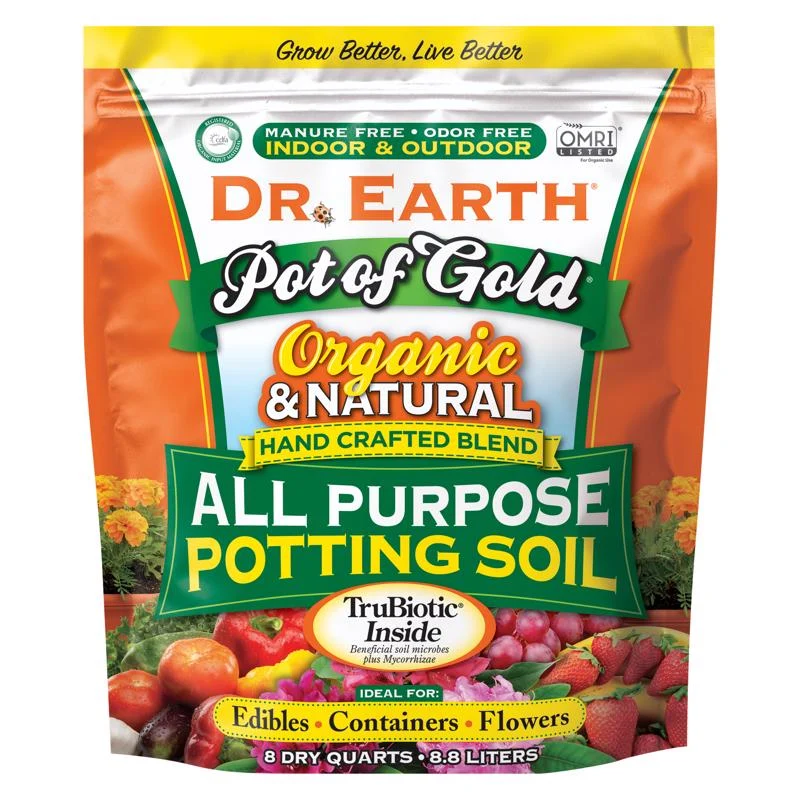 Authentic DR EARTH POTTING MIX W FERTILIZER 8QT Functional