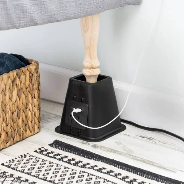 Sophisticated BED RISER W POWER OUTLET 5.5 quot BLK Pure