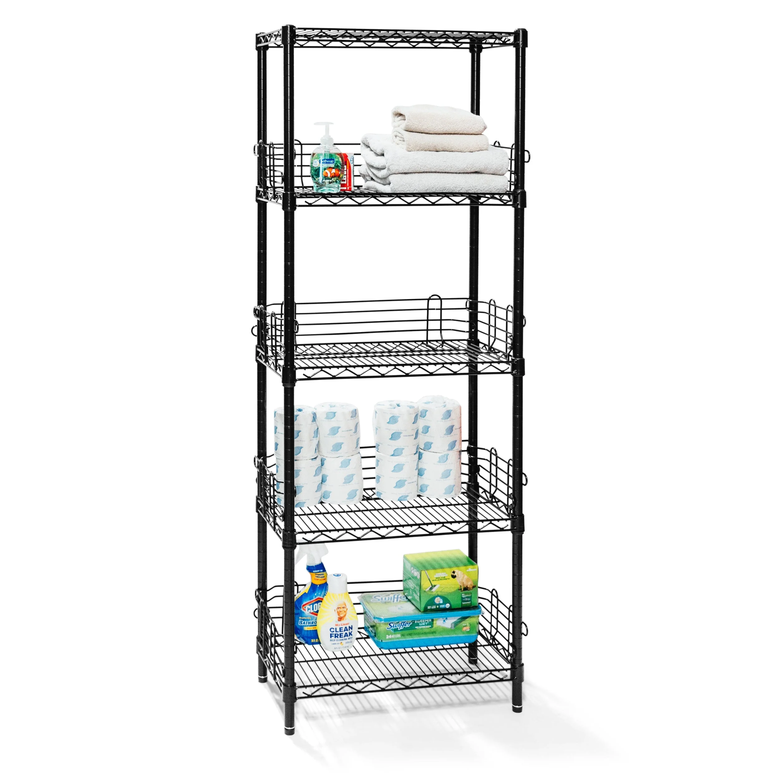 Classic Black 5-Tier Storage Tower Unique