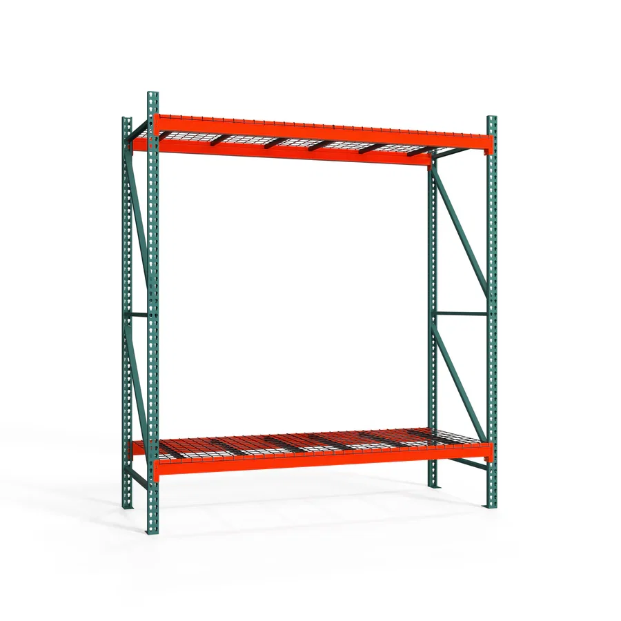 Selected 2-Tier Teardrop Pallet Rack Starter Units w Wire Decking – 48 quot d x 120 quot h Fine