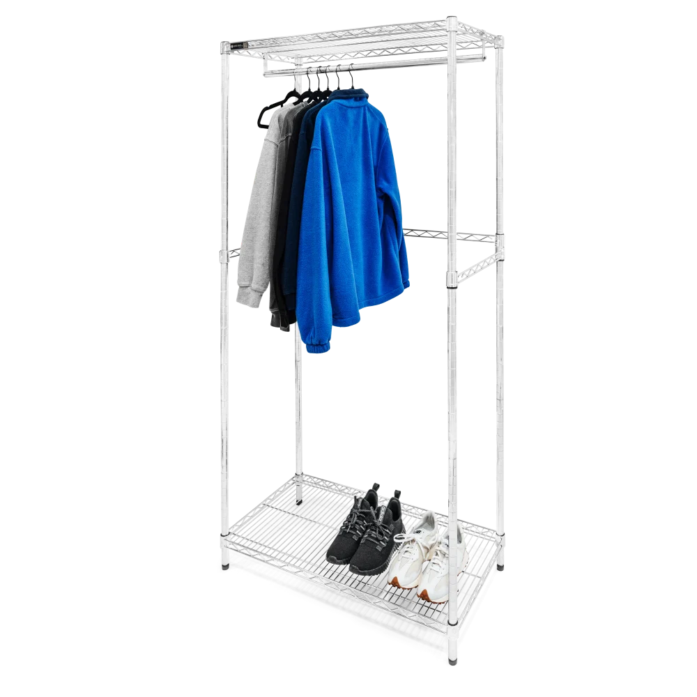 Traditional Wire Closet Shelving w Lower Shelf – 18 quot d x 72 quot h Soft