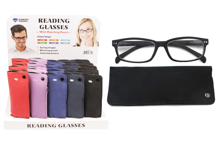 Trendy READING GLASSES W POUCH High-End