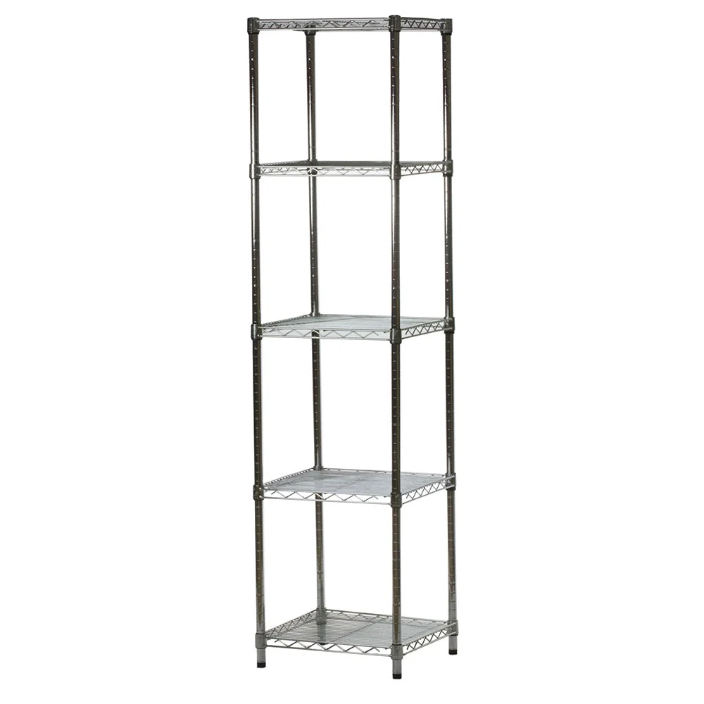 Long-Lasting 18 quot d x 18 quot w Chrome Wire Shelving w 5 Shelves Elite