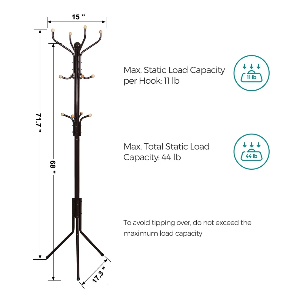 High-Grade SONGMICS Espresso Metal Coat Rack Pure